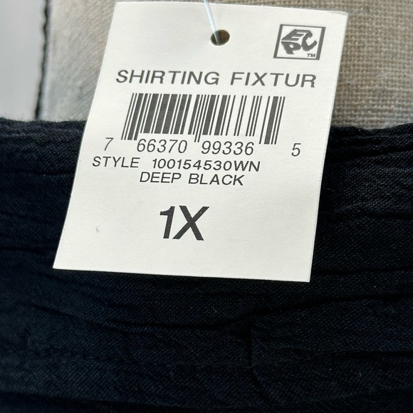 Style & Co Short Sleeve Button Down Textured Tie-Hem Top - Black - size 1X - Picture 9 of 10